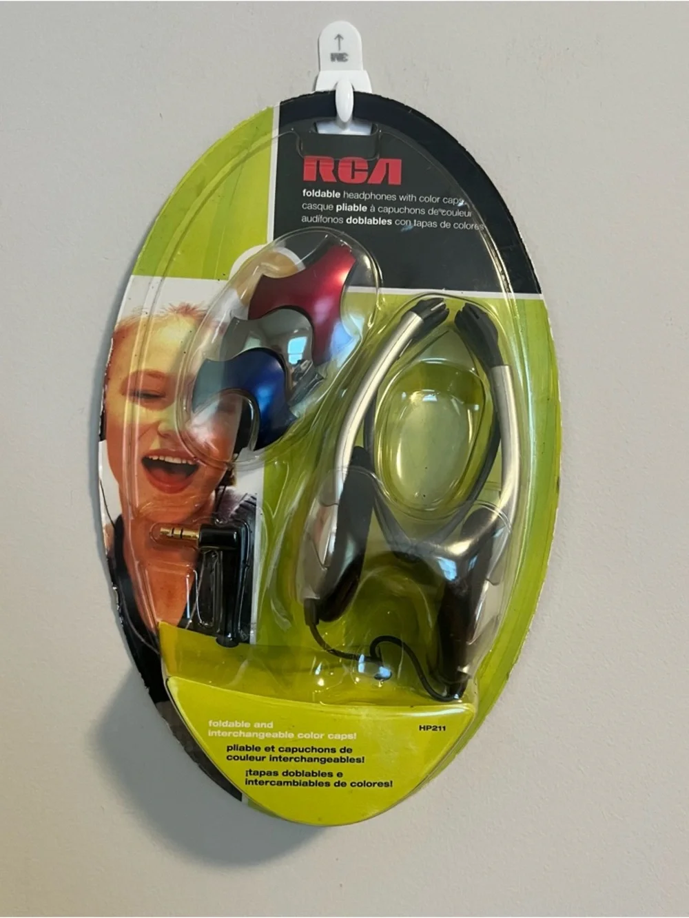 VTG RCA Foldable Silver Headphones with Interchangeable Color Caps
